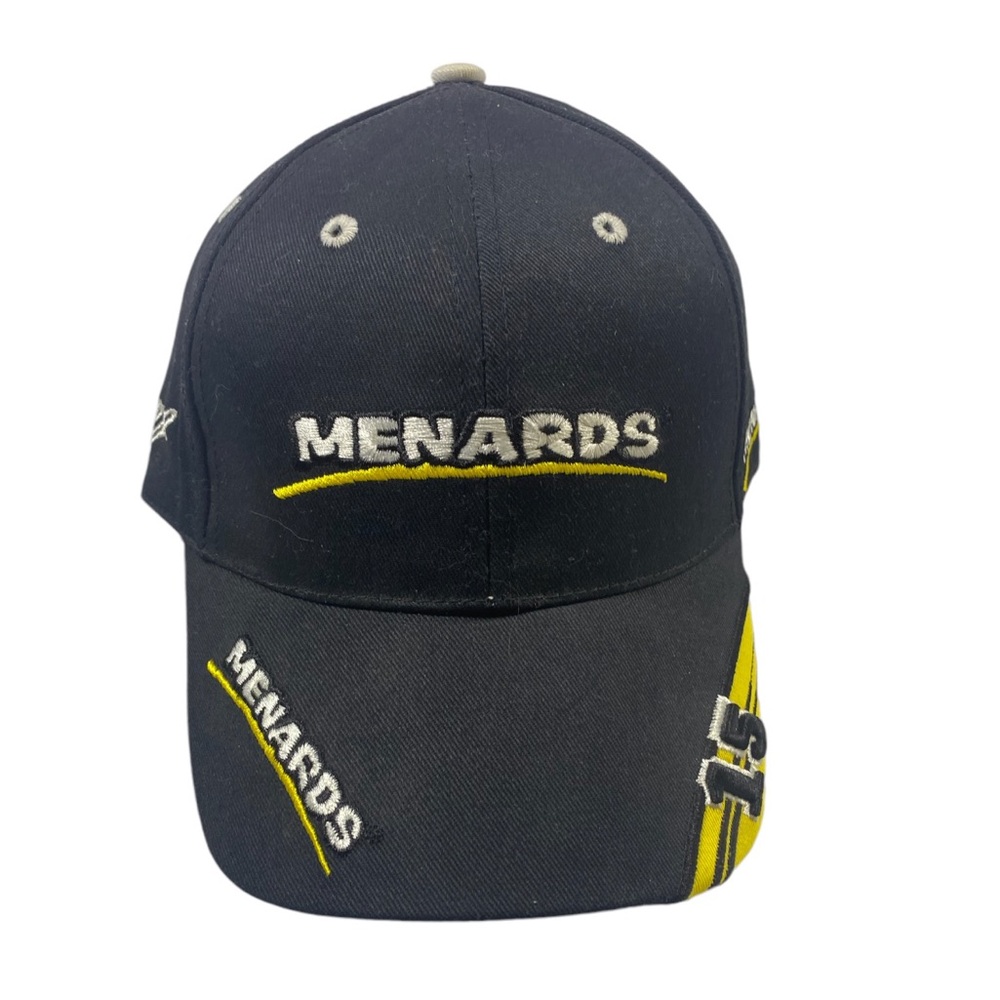 Vintage NASCAR Racing Menards Dad Hat Paul Menard Black Yellow Mom Hat